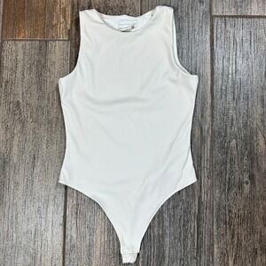 House of Harlow 1960 Ribbed Sleeveless Tank Bodysuit Cream XS